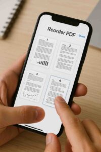 스마트폰에서 PDF 페이지 순서를 정리하는 장면 이미지