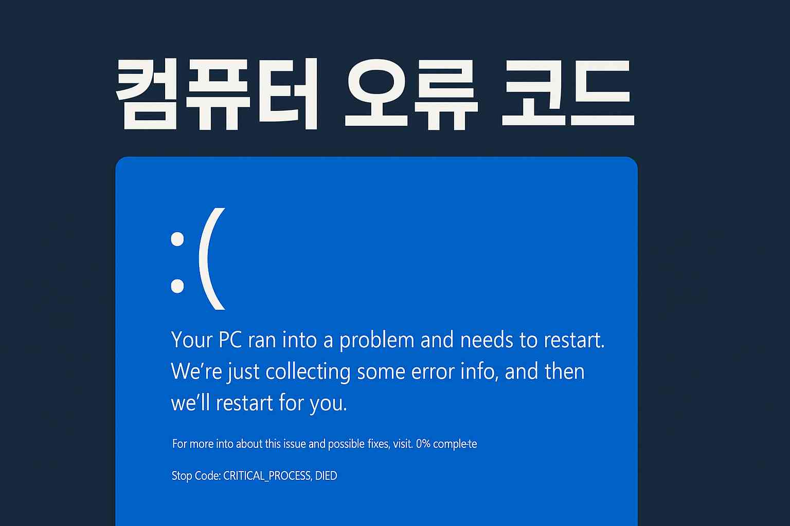컴퓨터 오류 코드 화면 이미지